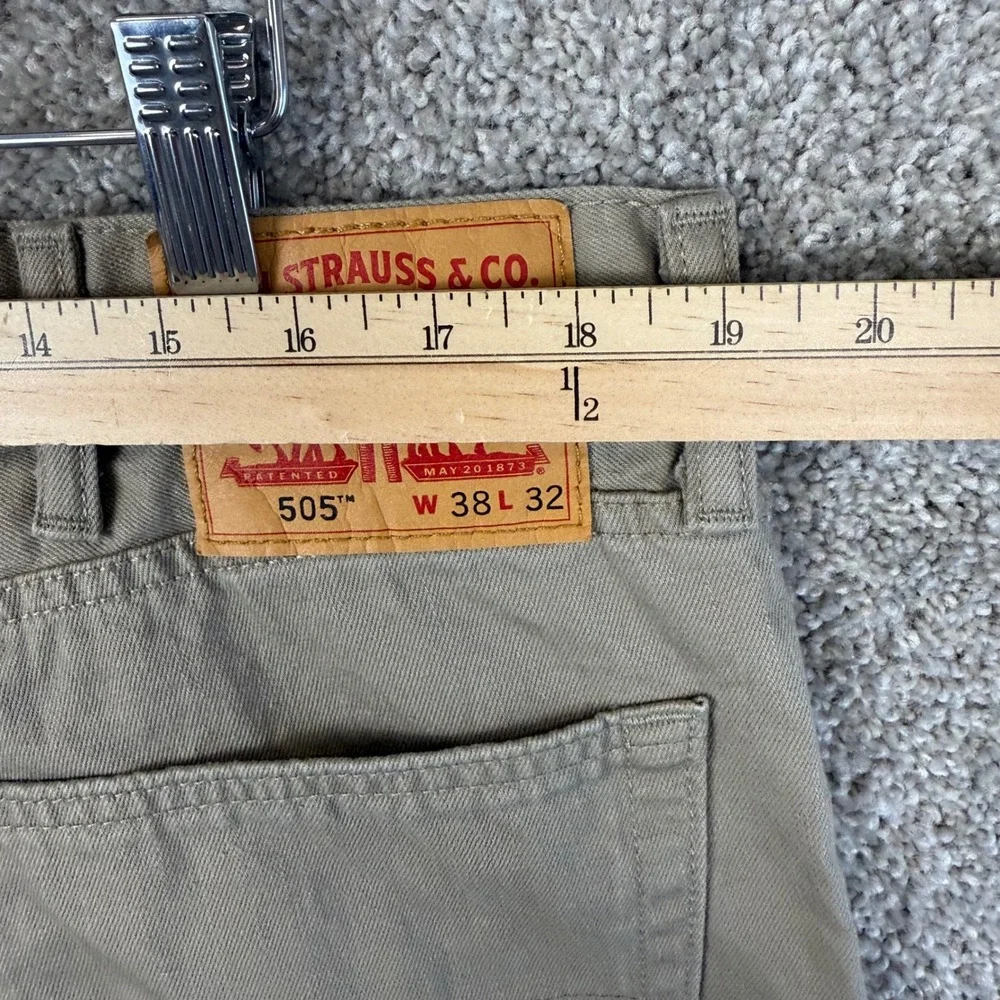 Levis 505 Regular Fit Straight Leg Jeans Mens 38x32 Tan Khaki‎ Twill 00505-0718
